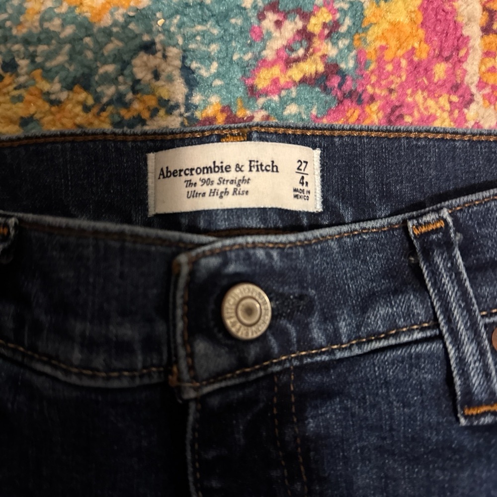 Abercrombie & Fitch Women's Dark Blue High Rise Jeans